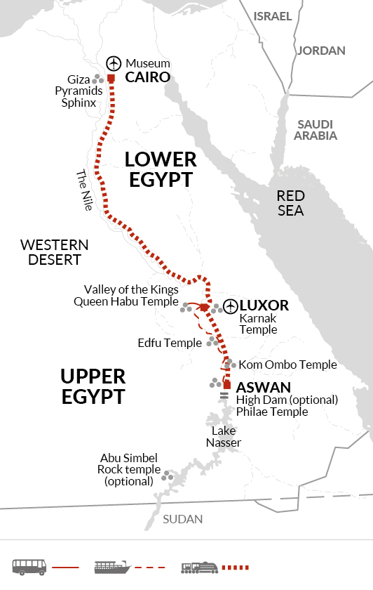 tourhub | Explore! | Classic Egypt with Nile Cruise | Tour Map