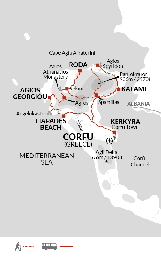 tourhub | Explore! | Walking the Corfu Trail (North) | Tour Map