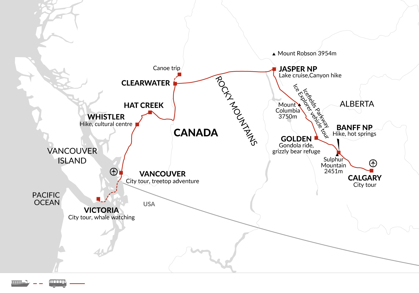 tourhub | Explore! | Family Canadian Adventure | Tour Map