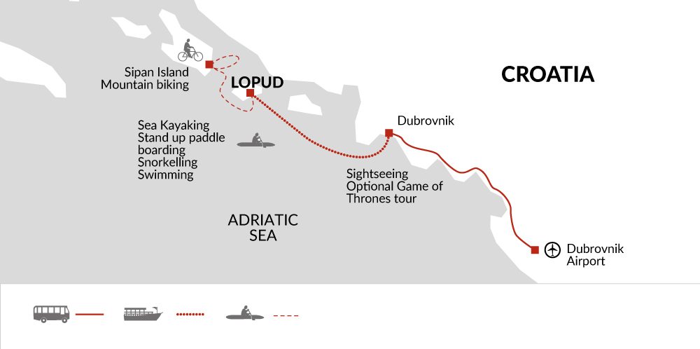 Tour Map tourhub | Explore! | Family Dubrovnik and Croatian Islands Adventure | Tour Map