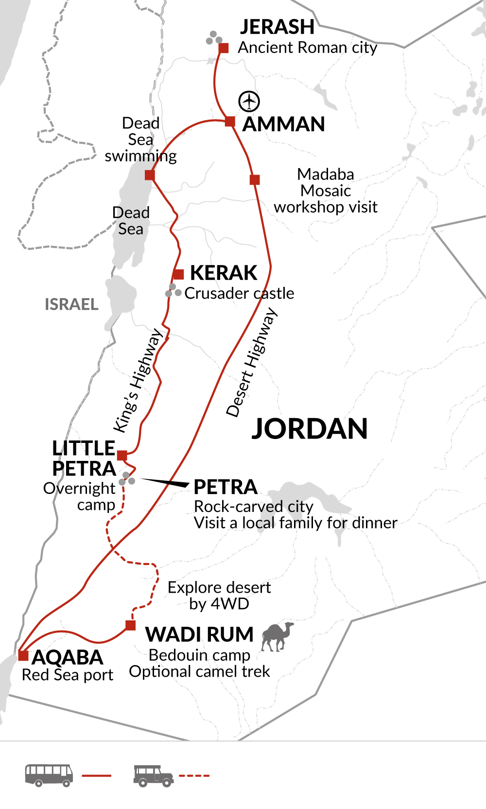 tourhub | Explore! | Family The Lost City Of Petra | Tour Map