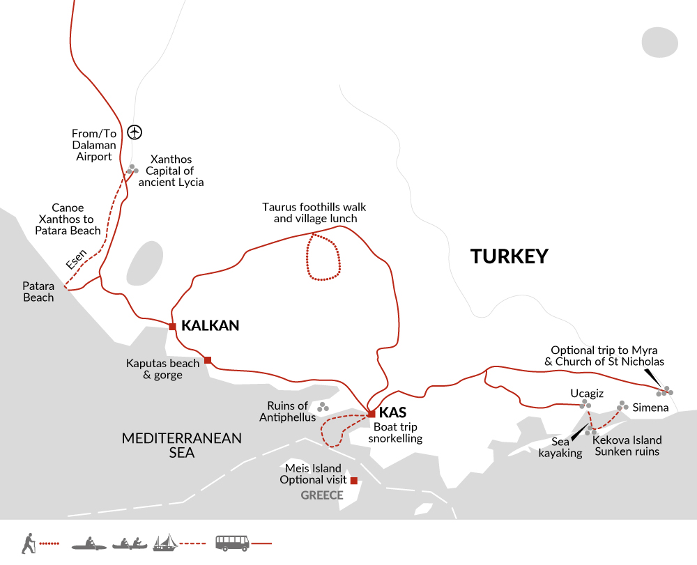 tourhub | Explore! | Family Legends of Lycia | Tour Map