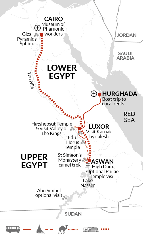 tourhub | Explore! | Family Egyptian Sphinx, Pyramids and Nile River | Tour Map