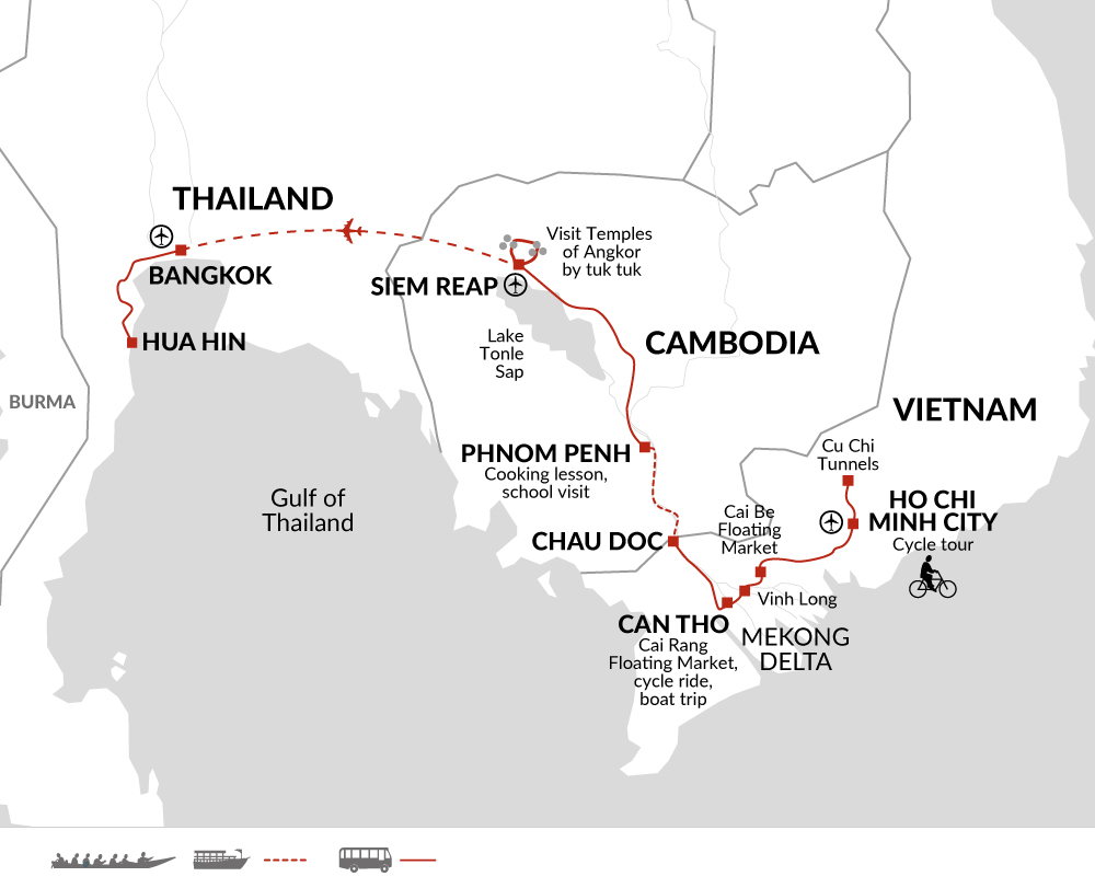 Tour Map tourhub | Explore! | Family Vietnam, Cambodia & Thailand Journey | Tour Map