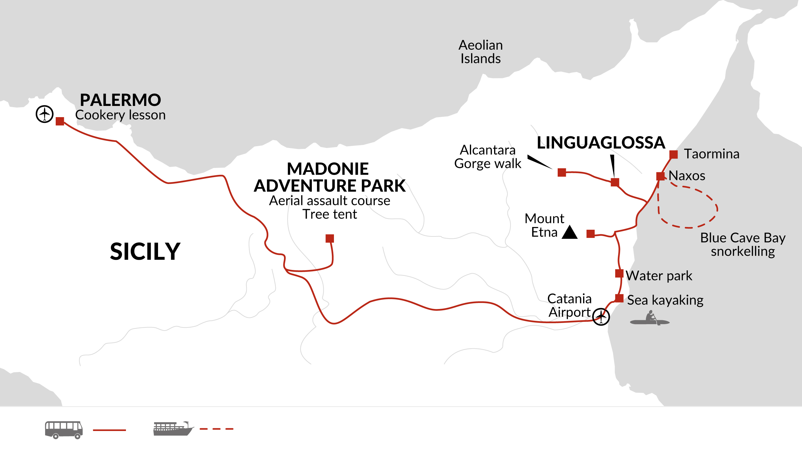 tourhub | Explore! | Family Sicily Multi-Activity Adventure | Tour Map