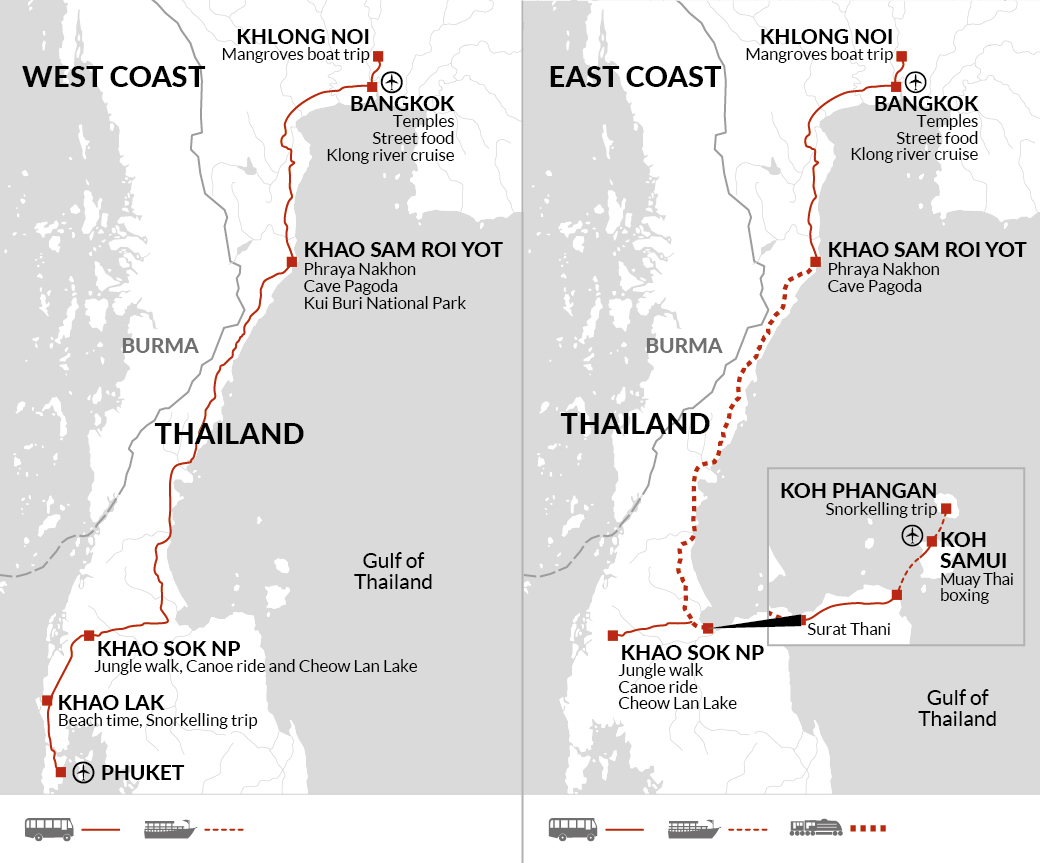 tourhub | Explore! | Family Thailand Beach, Jungle and Wildlife | Tour Map