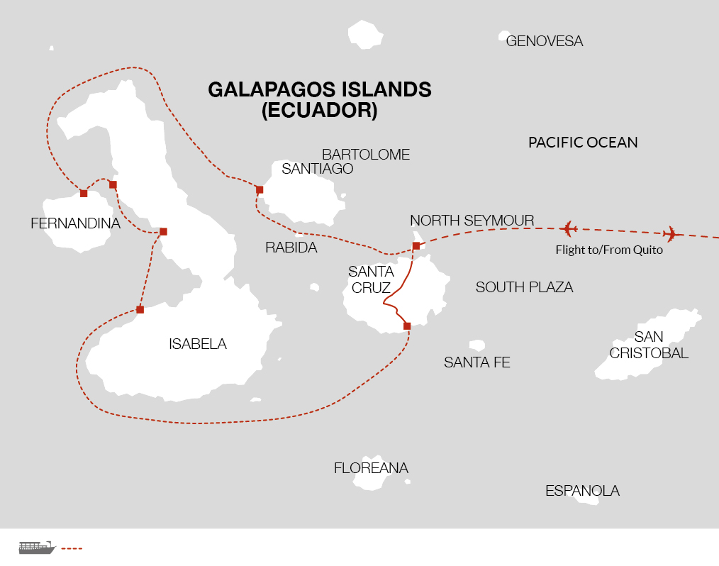 tourhub | Explore! | Galapagos Express - Central & West Islands aboard the Archipel I | Tour Map