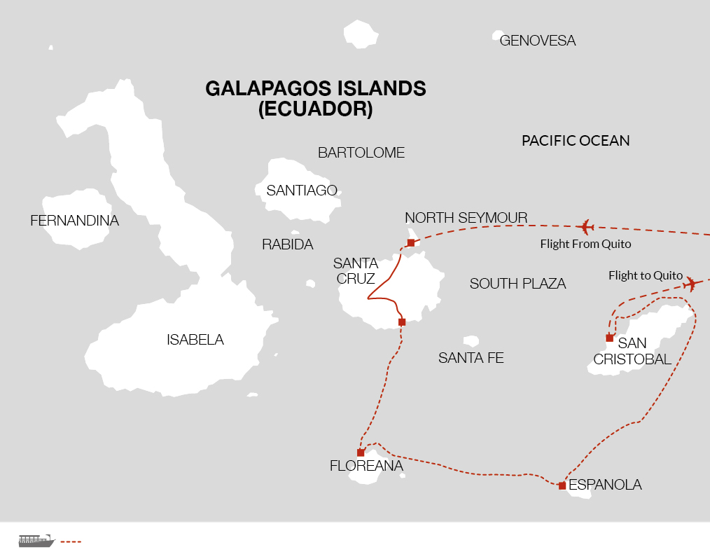 tourhub | Explore! | Galapagos Express - Central, South & East Islands aboard the Archipel I | Tour Map