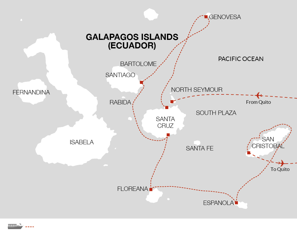 tourhub | Explore! | Galapagos - Central, North, South and East Islands aboard the Archipel I | Tour Map