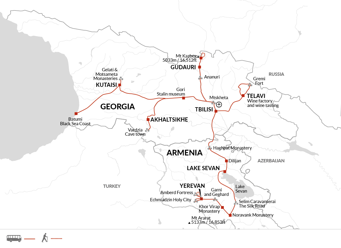 tourhub | Explore! | The Best of Georgia and Armenia | Tour Map