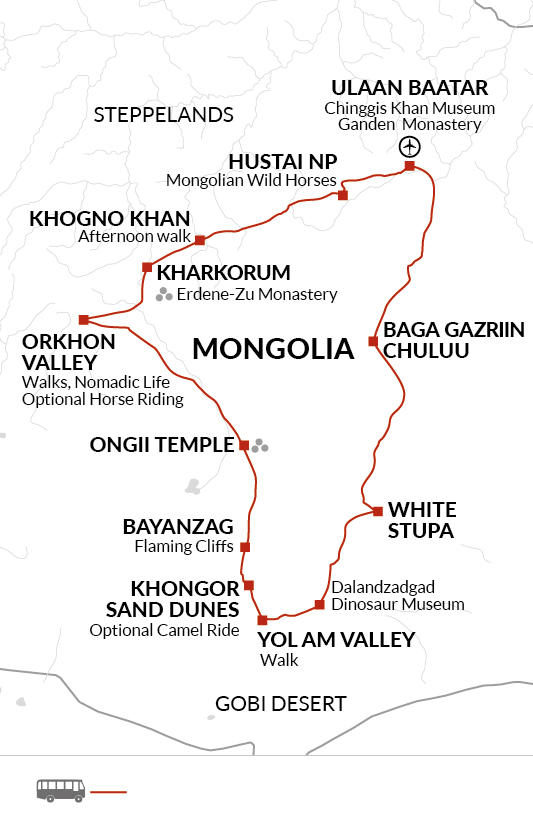 tourhub | Explore! | Mongolia Explorer | Tour Map