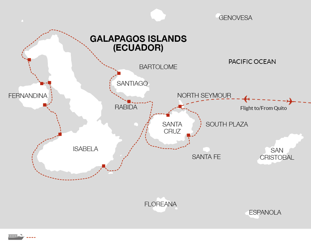 tourhub | Explore! | Galapagos - Central & West Islands aboard the Solaris | Tour Map