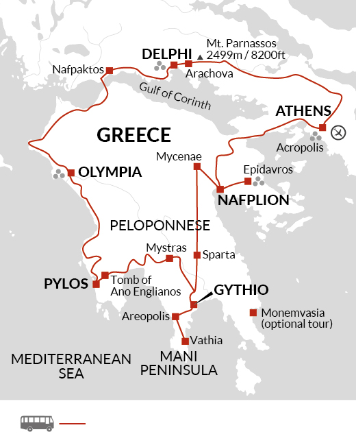 tourhub | Explore! | Peloponnese Explorer | Tour Map
