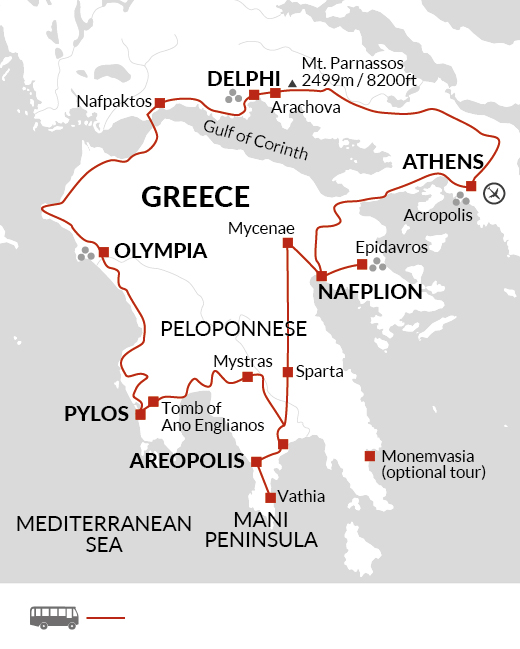 tourhub | Explore! | Peloponnese Explorer | Tour Map