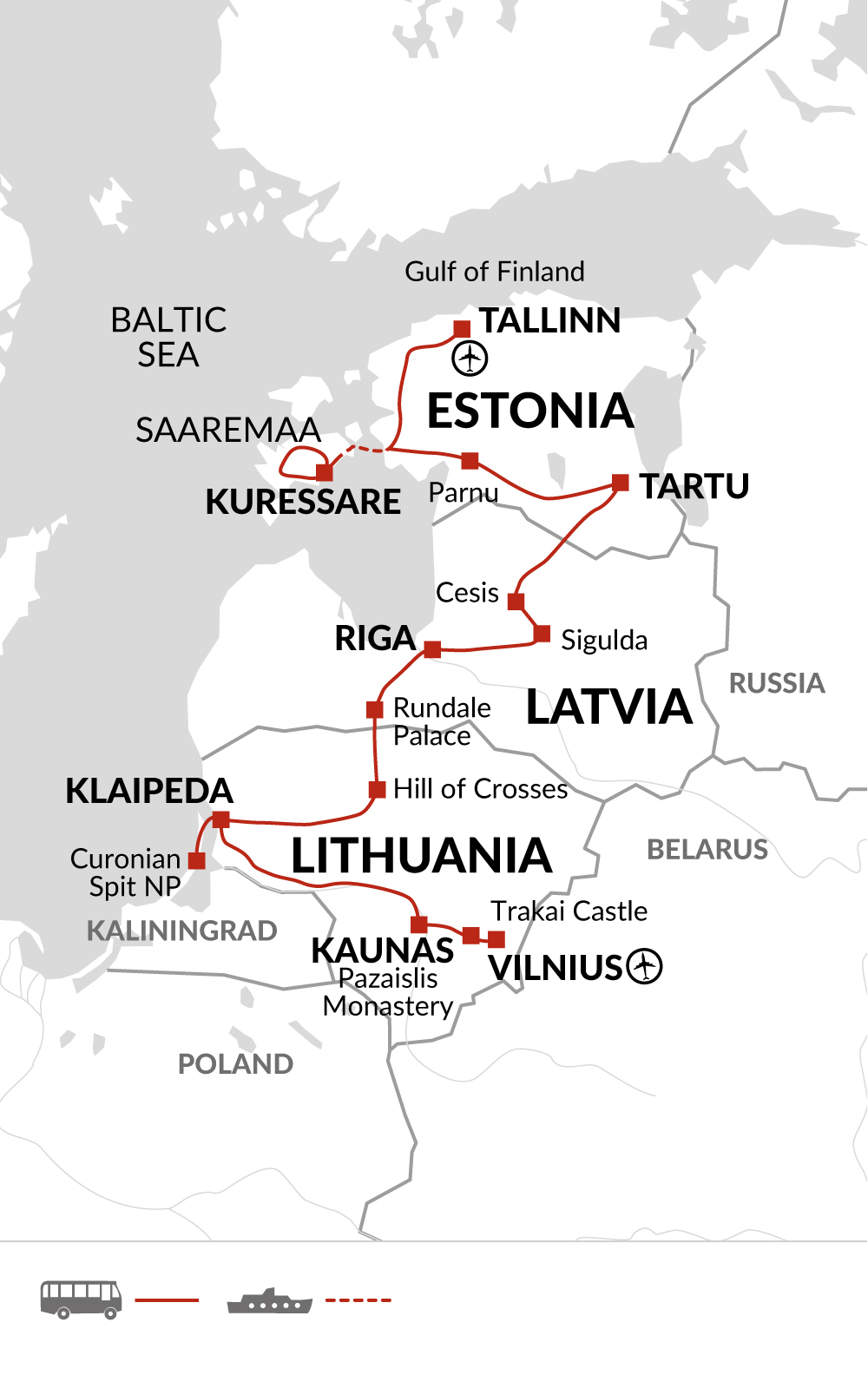 tourhub | Explore! | Historic Baltic Republics | Tour Map