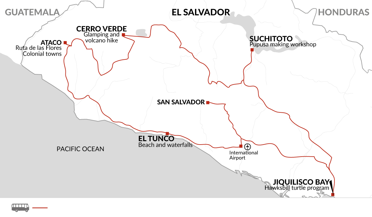 tourhub | Explore! | Highlights of El Salvador | Tour Map