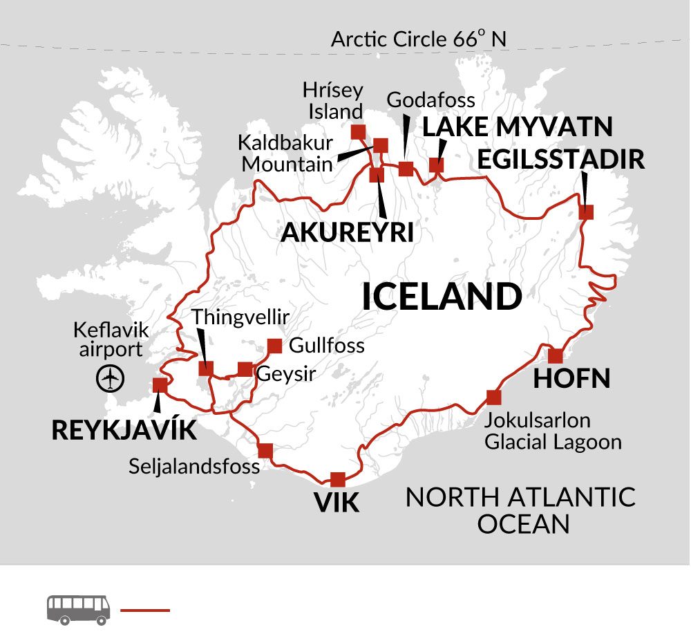 tourhub | Explore! | Iceland Winter Adventure | Tour Map