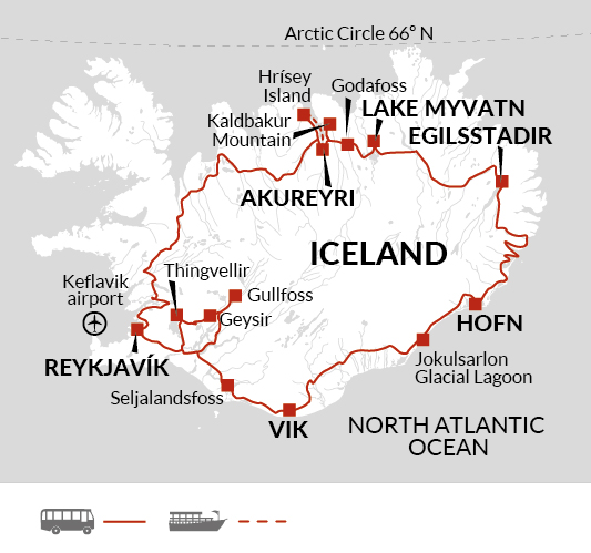 tourhub | Explore! | Iceland Winter Adventure | Tour Map