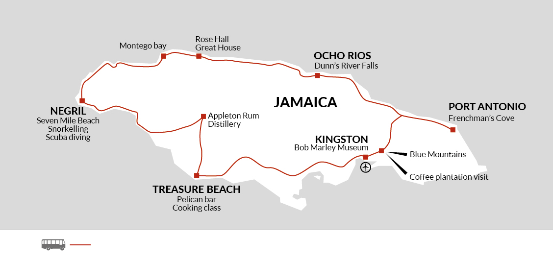 tourhub | Explore! | Explore Jamaica | Tour Map