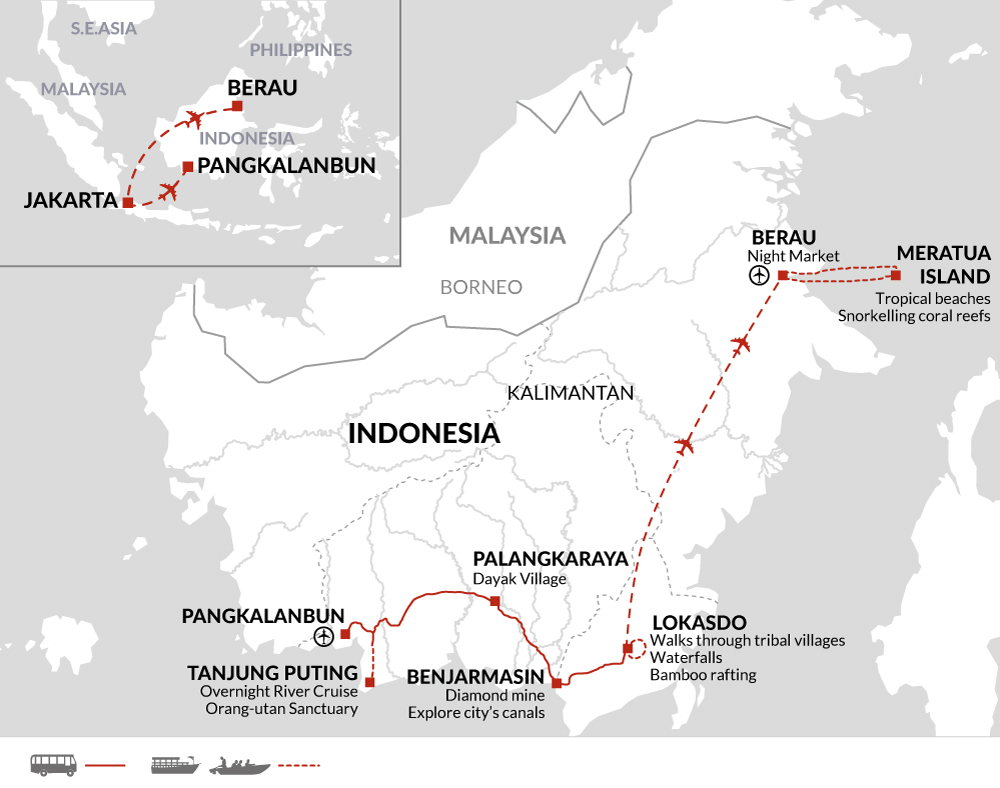 tourhub | Explore! | Kalimantan Adventure | KAL | Route Map