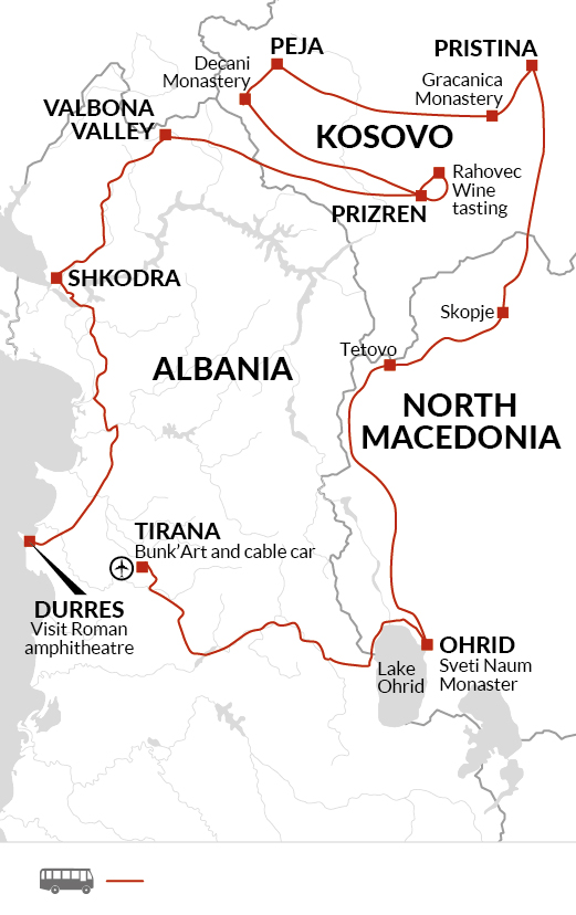 tourhub | Explore! | Undiscovered Balkans | Tour Map
