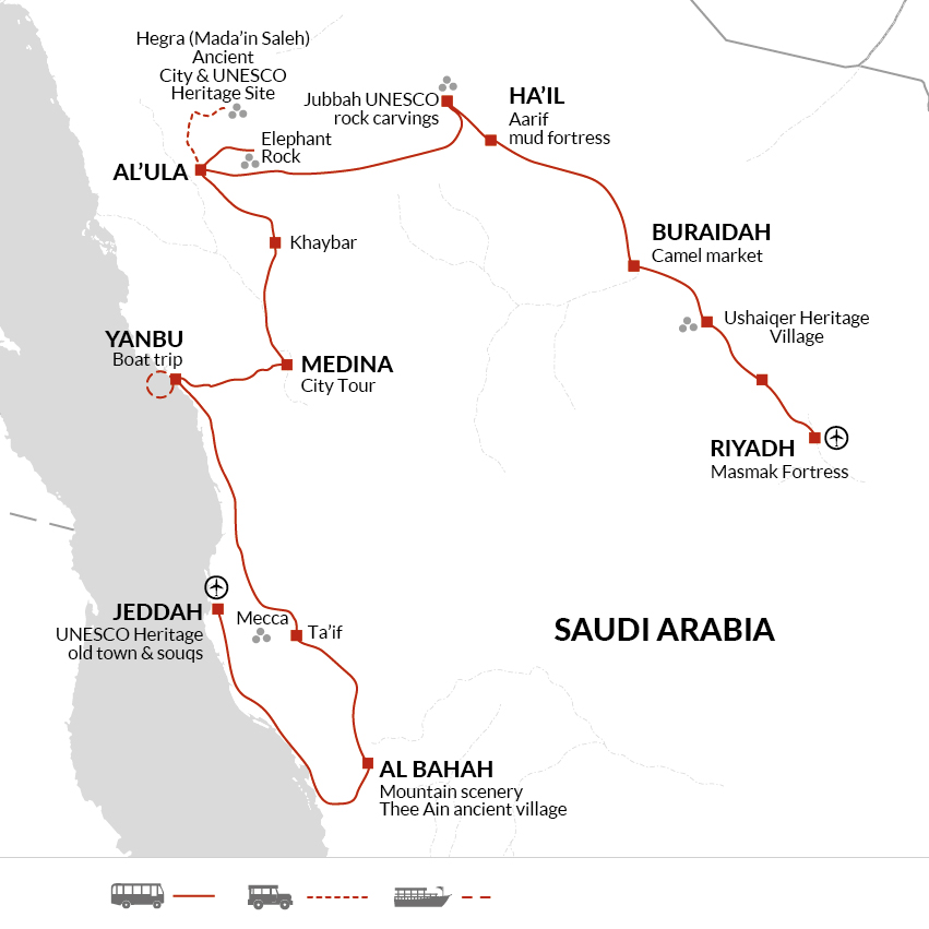 tourhub | Explore! | Explore the Kingdom of Saudi Arabia | Tour Map