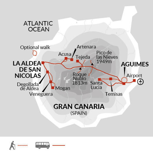 tourhub | Explore! | Canary Islands Walking - Gran Canaria | Tour Map