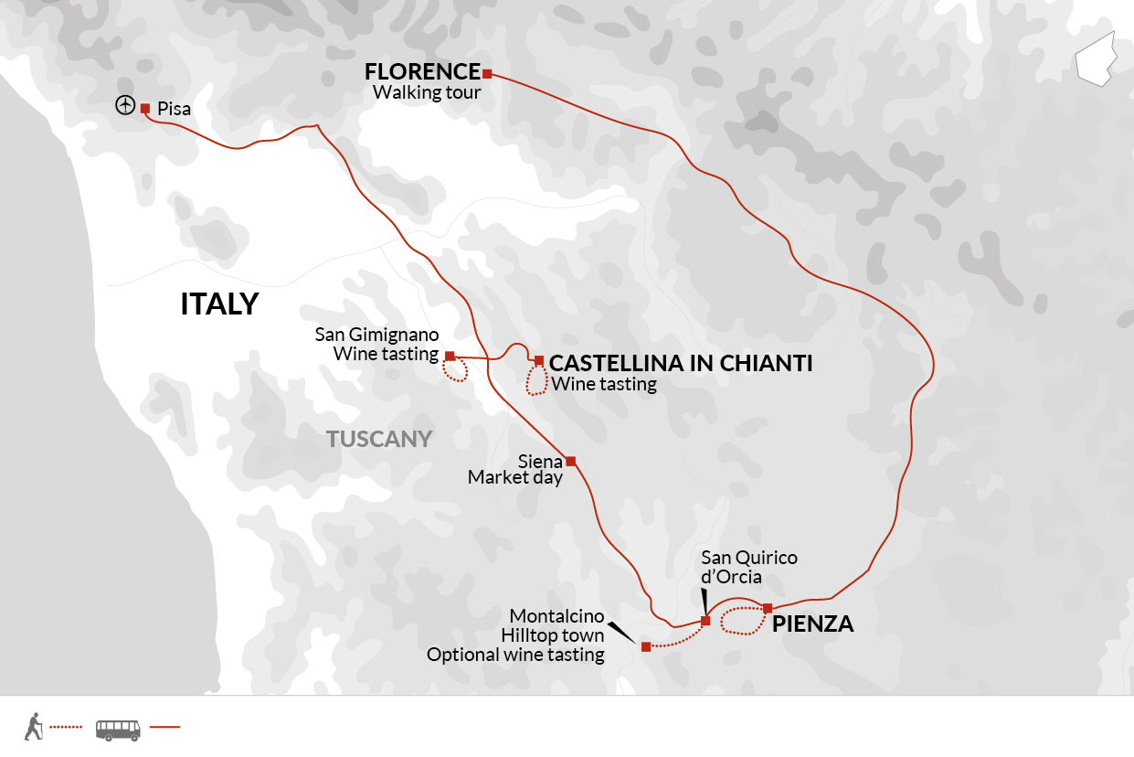 tourhub | Explore! | Wine Trails of Classic Tuscany | Tour Map