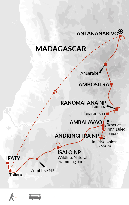 tourhub | Explore! | Madagascar Wilderness Trek | Tour Map