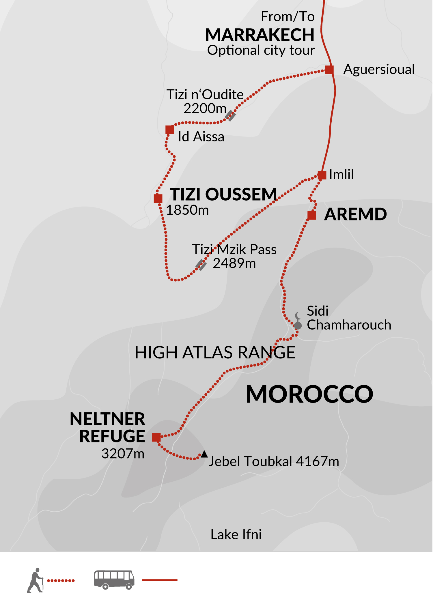 tourhub | Explore! | Toubkal Climb | Tour Map