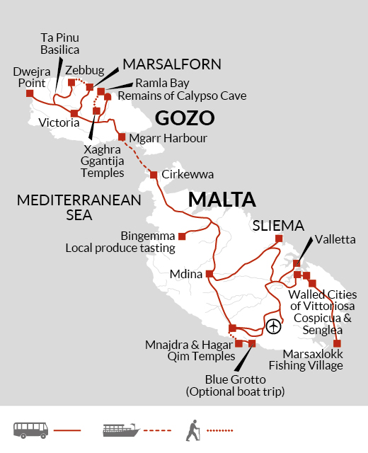 tourhub | Explore! | Malta and Gozo Discovery | Tour Map