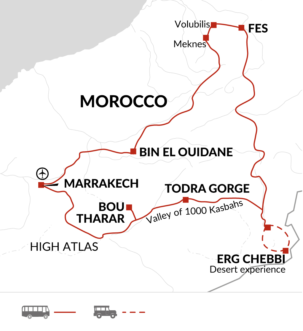 tourhub | Explore! | Highlights of Morocco | Tour Map