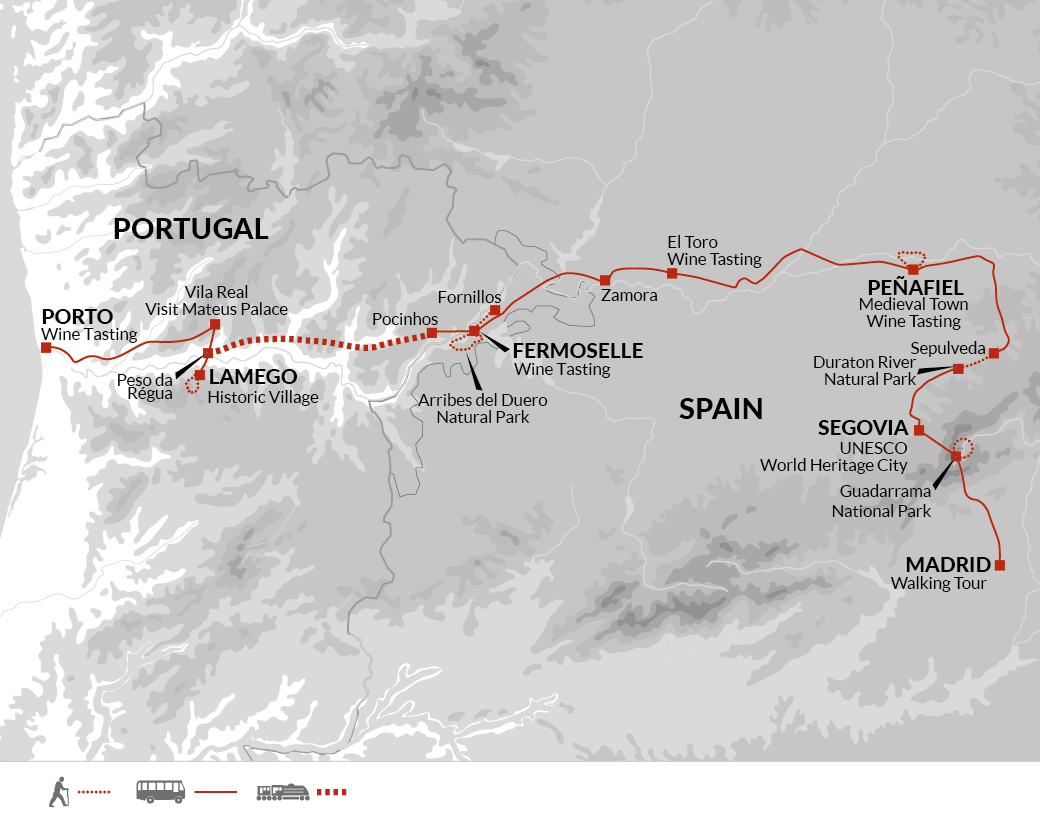 tourhub | Explore! | Walks and Wine Tasting in Spain and Portugal | Tour Map