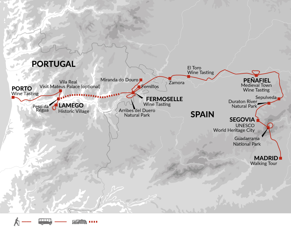 tourhub | Explore! | Walks and Wine Tasting in Spain and Portugal | Tour Map