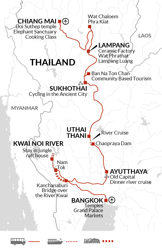 tourhub | Explore! | Upgraded - Discover Northern Thailand | Tour Map