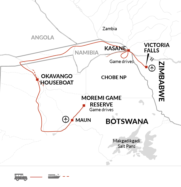 tourhub | Explore! | Botswana's Premium Safari | Tour Map