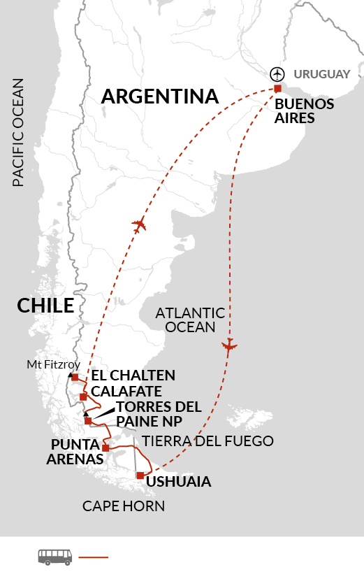 tourhub | Explore! | Adventures In Patagonia | Tour Map
