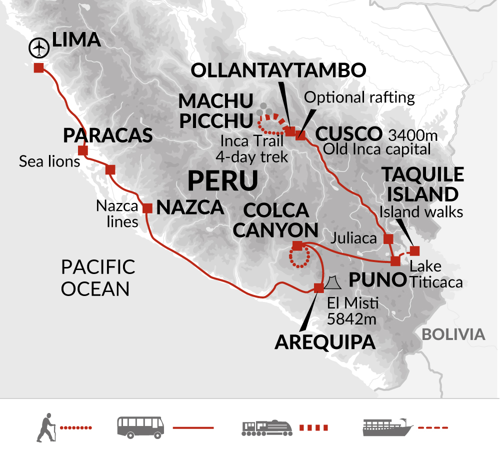 tourhub | Explore! | Peru In Depth and the Inca Trail | Tour Map