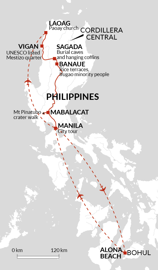 tourhub | Explore! | North Philippines Explorer + Bohol Beach Extension | Tour Map