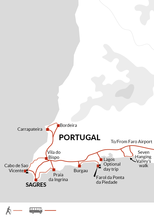 tourhub | Explore! | Walking in Portugal - Remote Coastal Trails | Tour Map