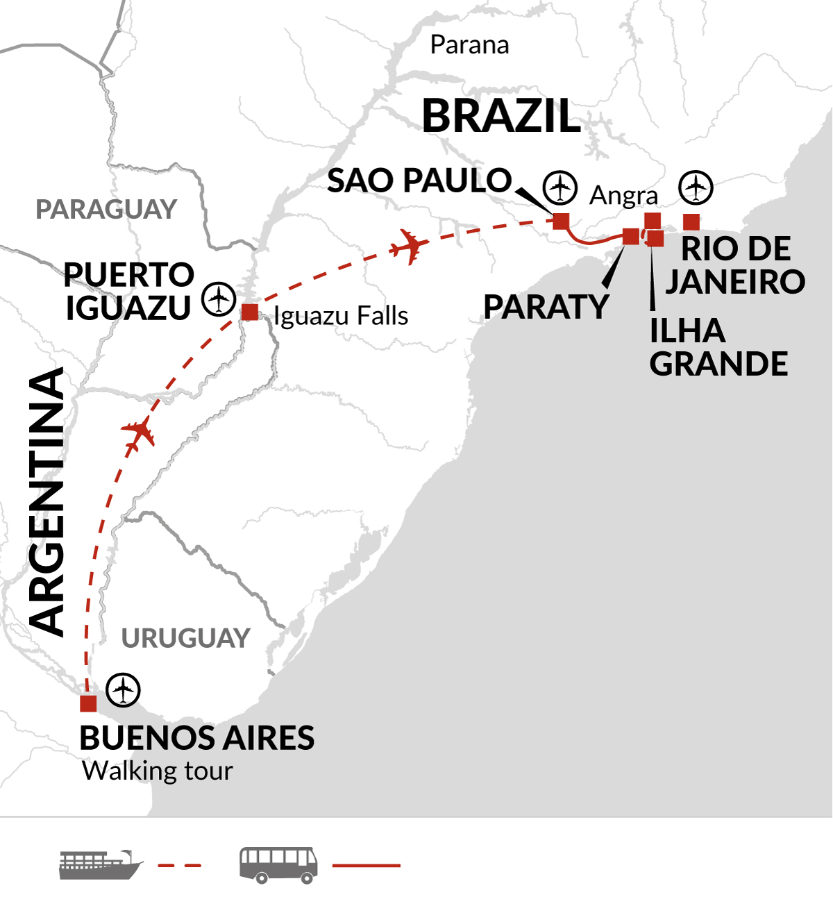 tourhub | Explore! | Buenos Aires To Rio | Tour Map