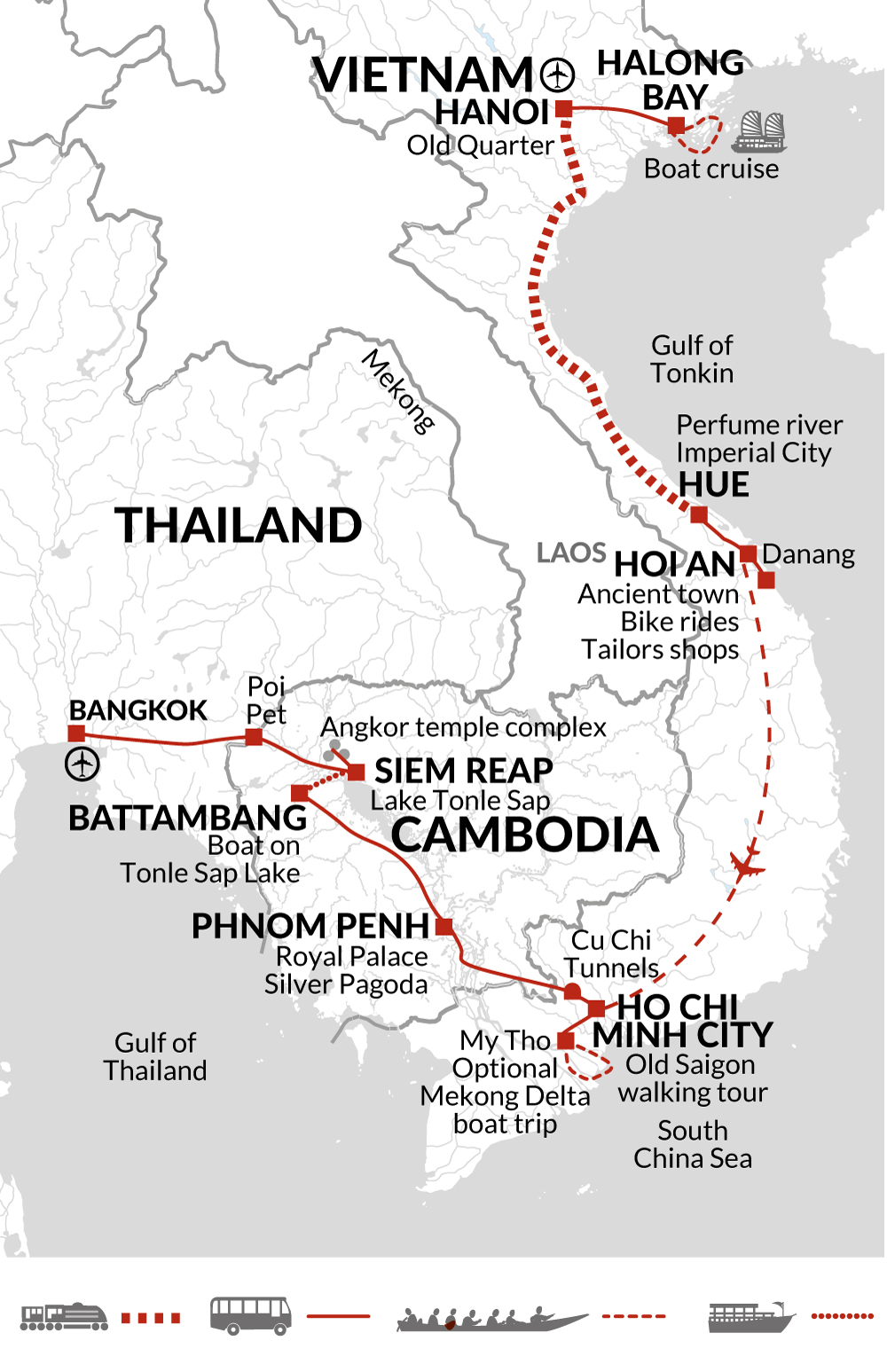 tourhub | Explore! | Simply Bangkok to Hanoi | Tour Map