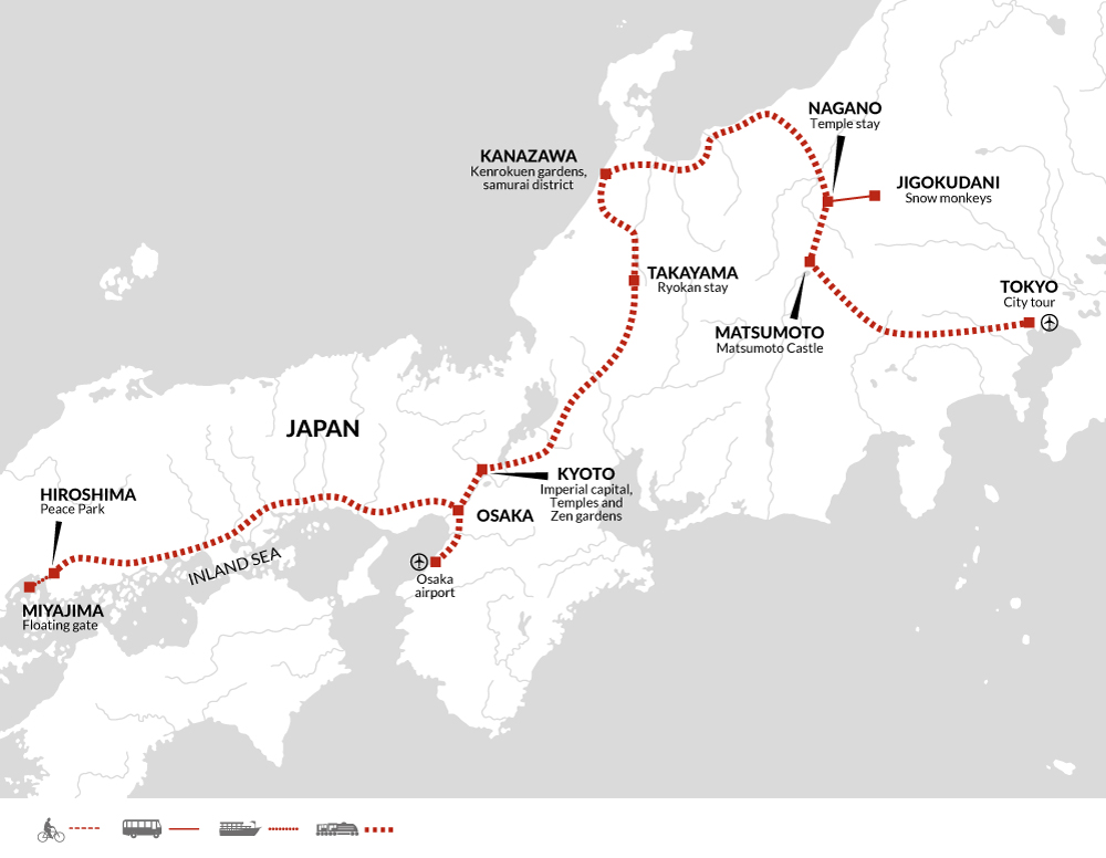 tourhub | Explore! | Simply Japan | Tour Map