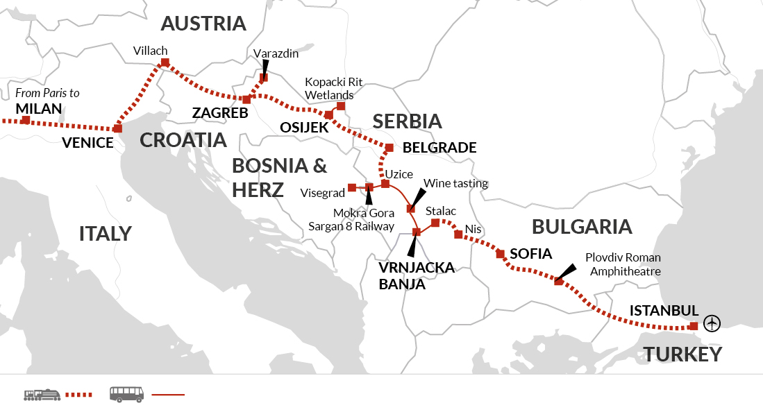 tourhub | Explore! | London to Istanbul Rail Adventure | Tour Map