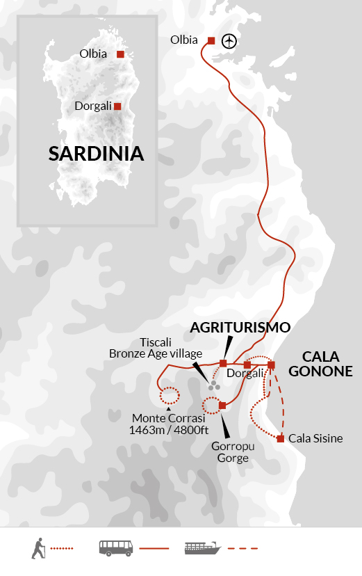 tourhub | Explore! | Walking in Sardinia | Tour Map