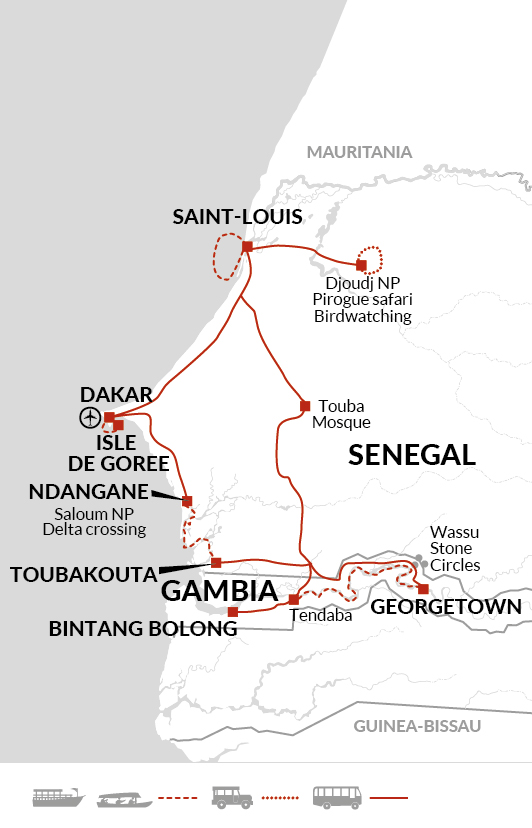 tourhub | Explore! | Senegal and The Gambia | Tour Map