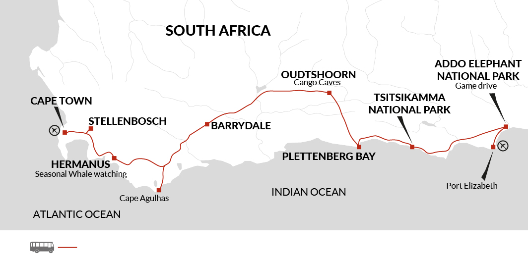 tourhub | Explore! | South Africa's Garden Route | Tour Map