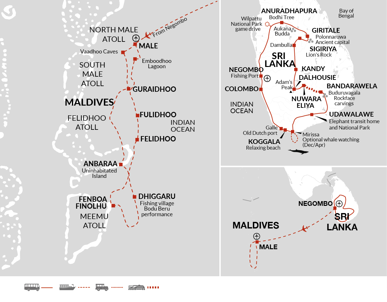 tourhub | Explore! | Sri Lanka in Depth + Maldive Dhoni Cruise | Tour Map