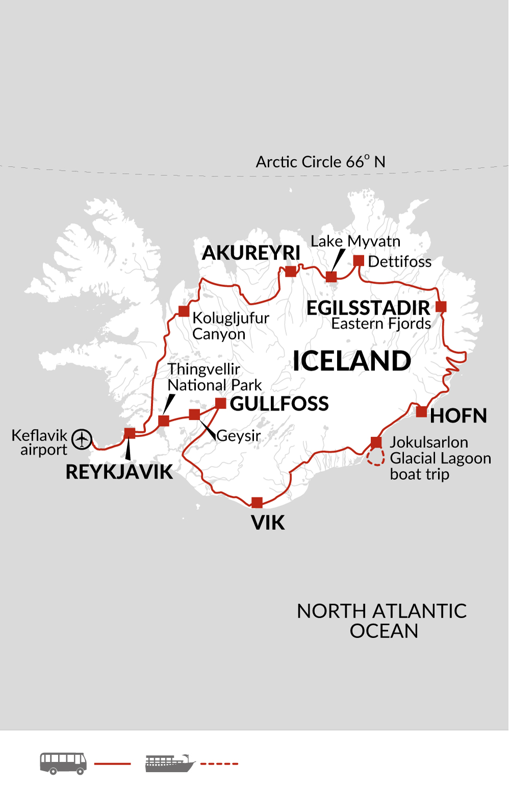 tourhub | Explore! | Iceland - Land of the Midnight Sun | Tour Map
