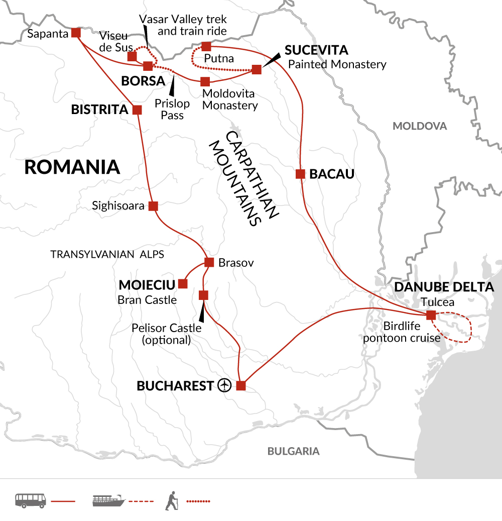 tourhub | Explore! | Best of Romania and the Danube Delta | Tour Map